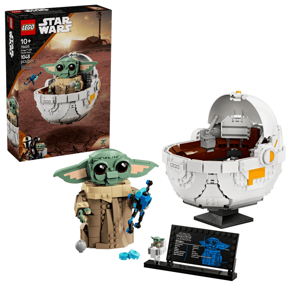LEGO Star Wars Grogu with Hover Pram 75403 box and model