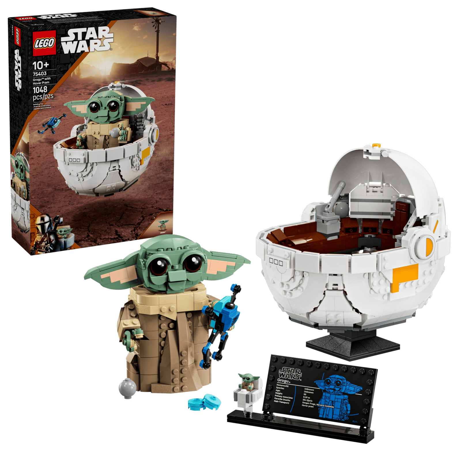 LEGO Star Wars Grogu with Hover Pram 75403 box and model