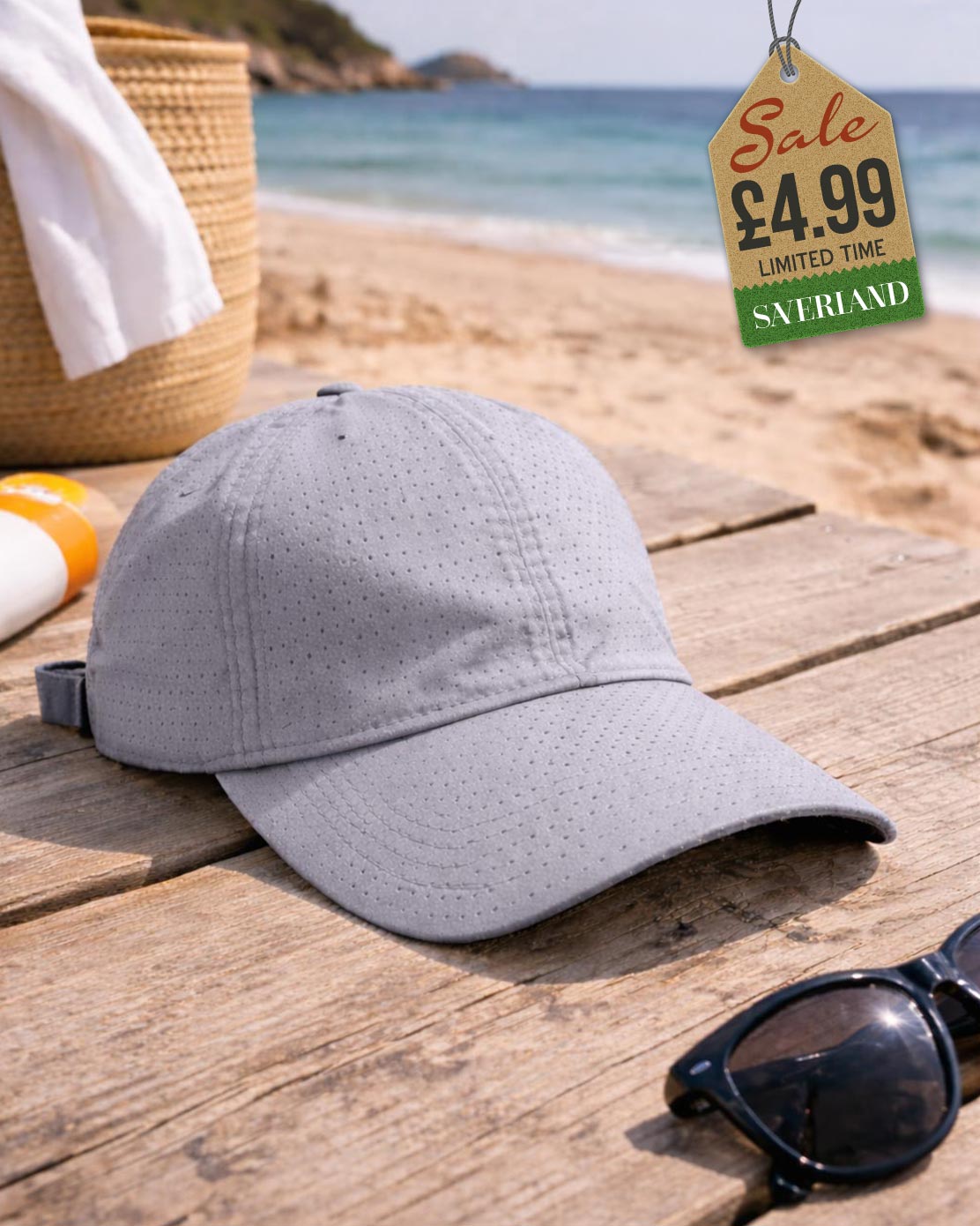 Breathable Perforated Baseball Cap - Grey