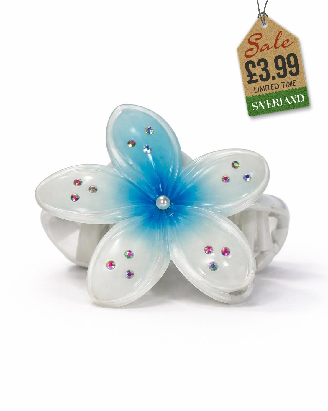 Blue Sparkle Flower Hair Clip