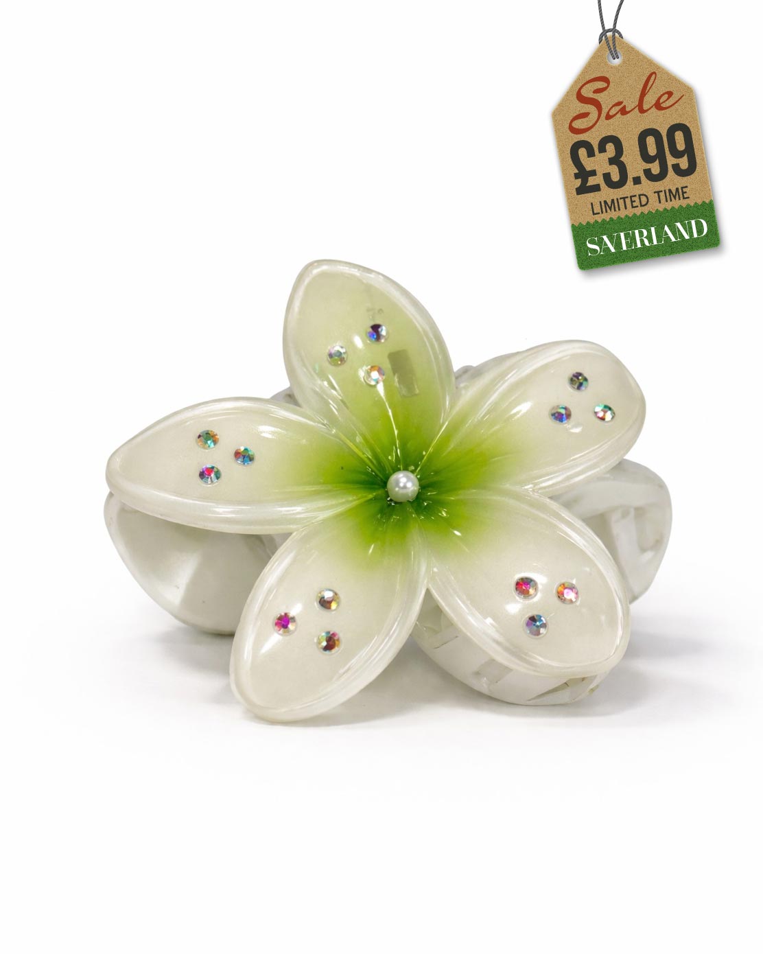 Green Sparkle Flower Hair Clip