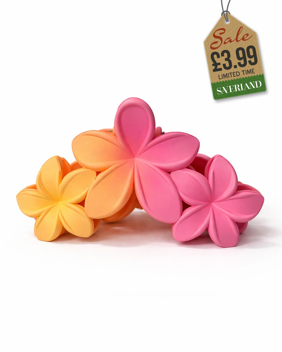 Orange & Coral Twin Plumeria Flower Hair Clip