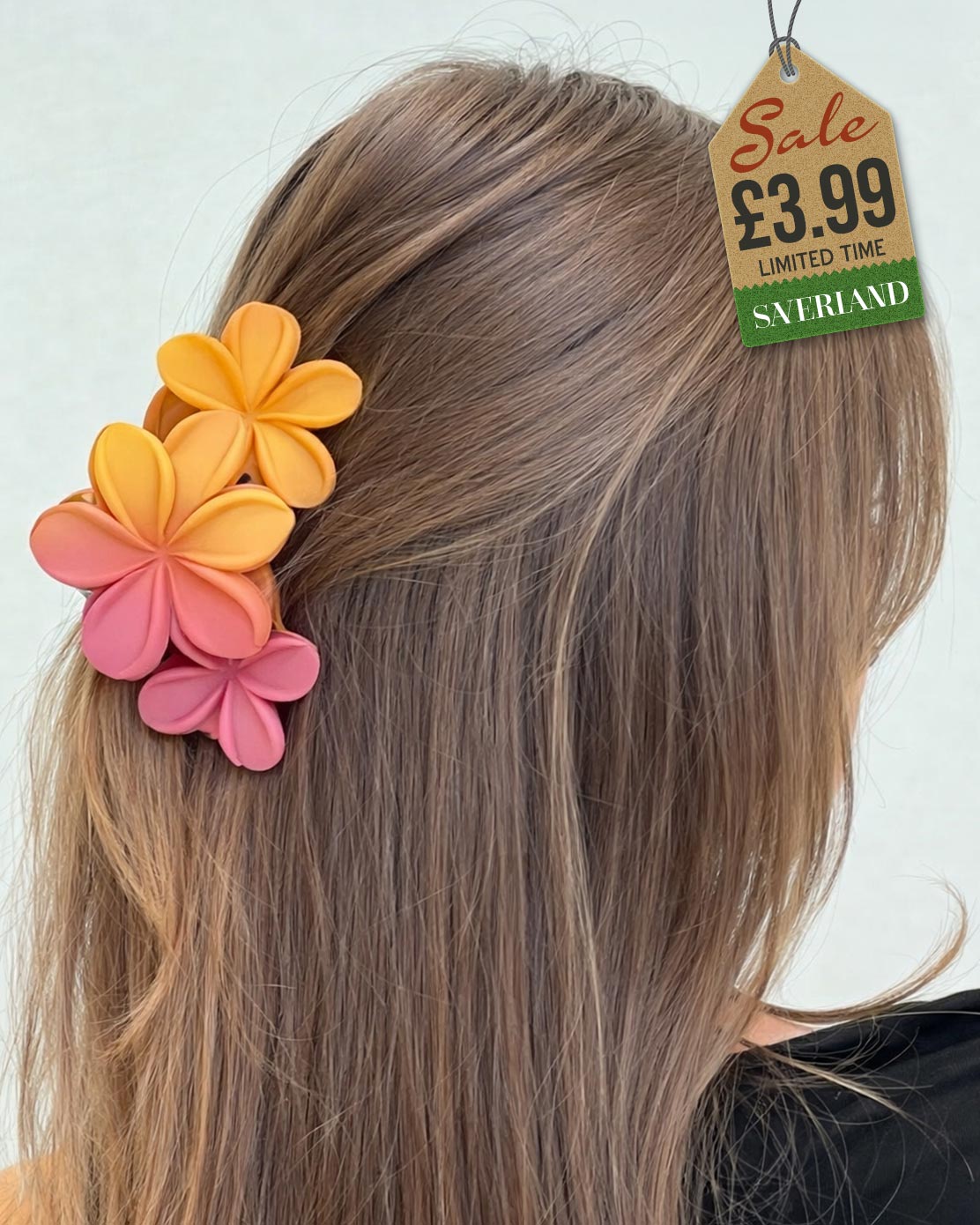 Orange and coral twin plumeria hair clip