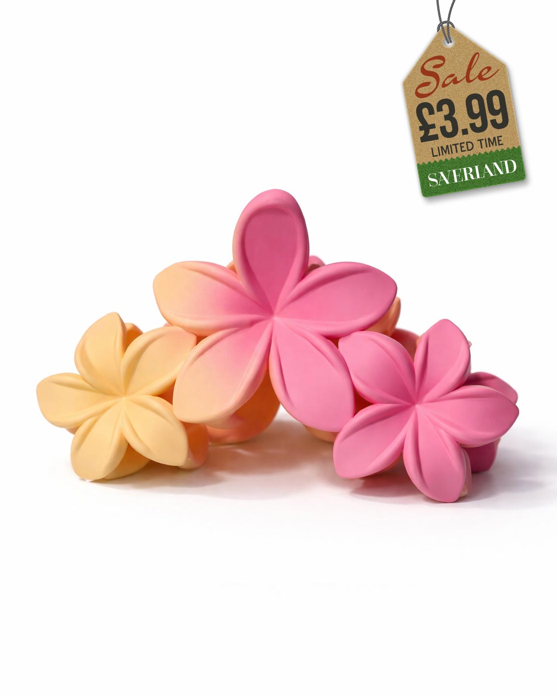 Pink Ombre Twin Plumeria Flower Hair Clip