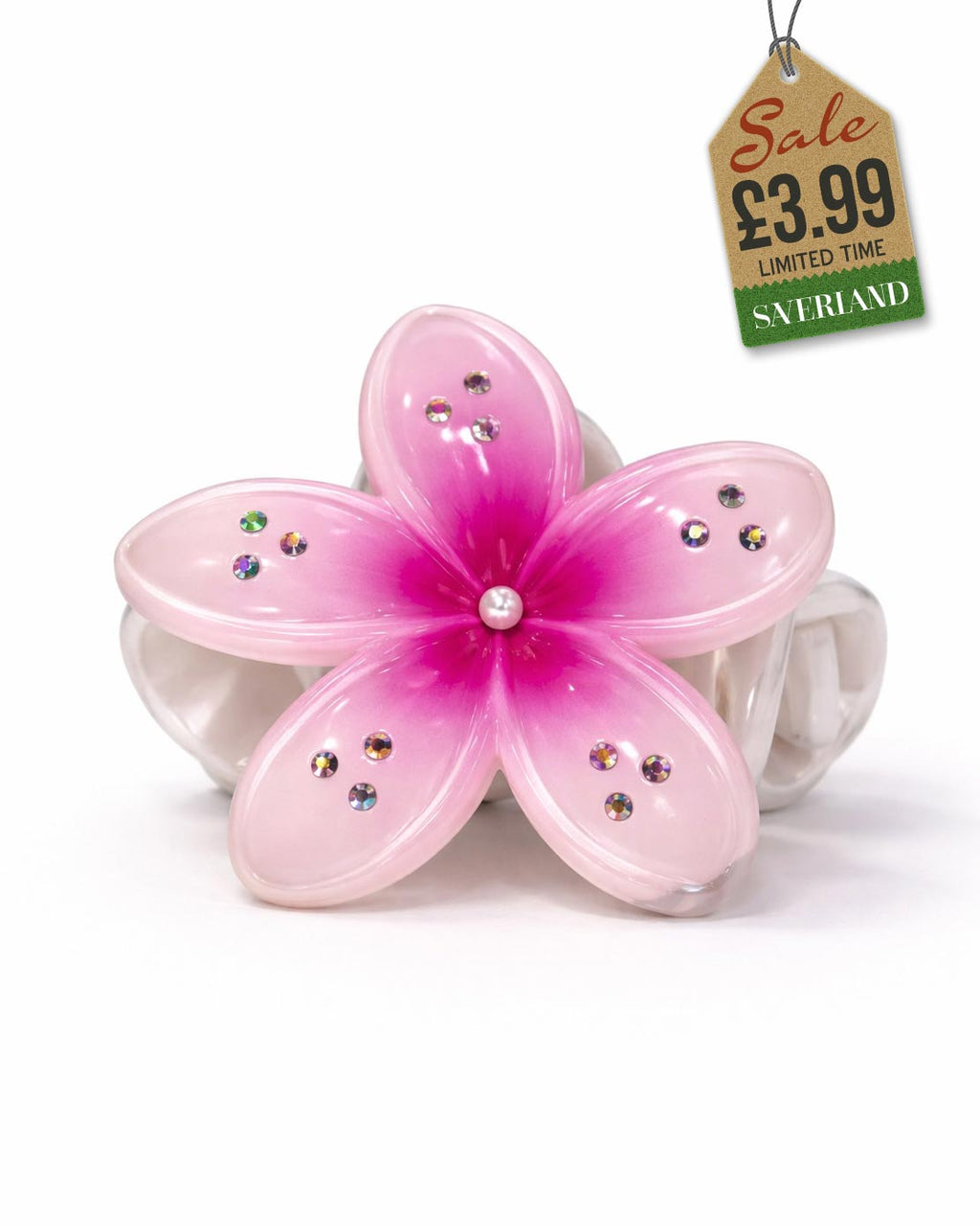 Pink Sparkle Flower Hair Clip