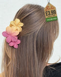 Pink and white twin plumeria hair clip