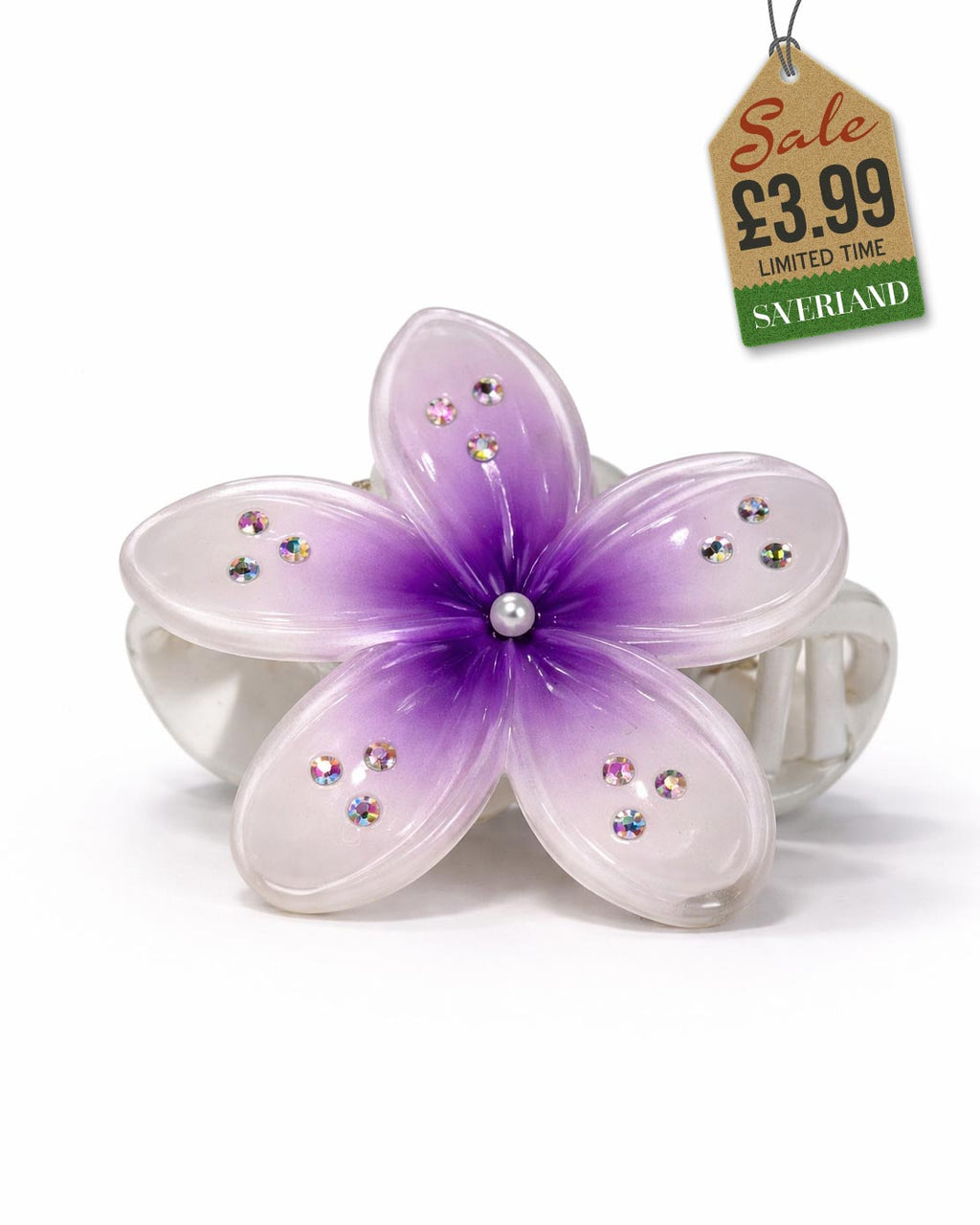 Purple Sparkle Flower Hair Clip