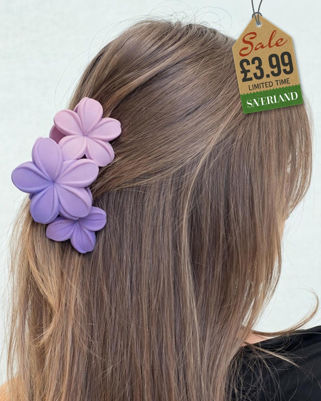 Purple and lilac twin plumeria hair clip