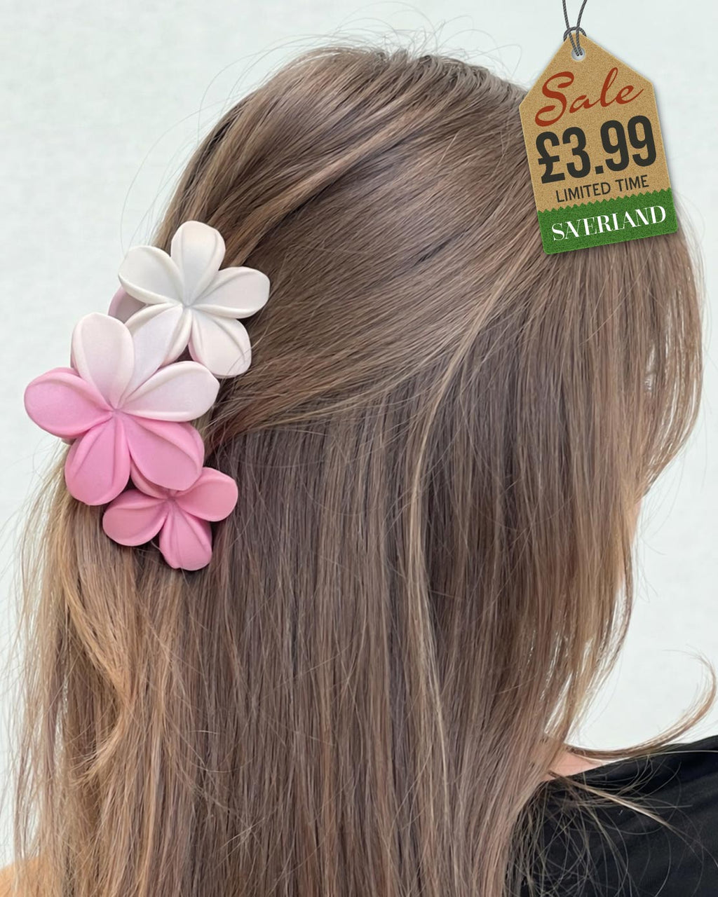 White and pink twin plumeria hair clip