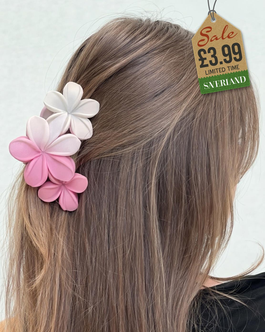 White and pink twin plumeria hair clip