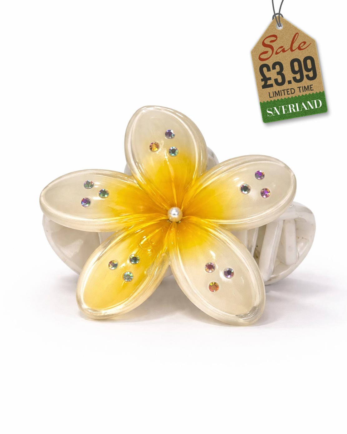 Yellow Sparkle Flower Hair Clip