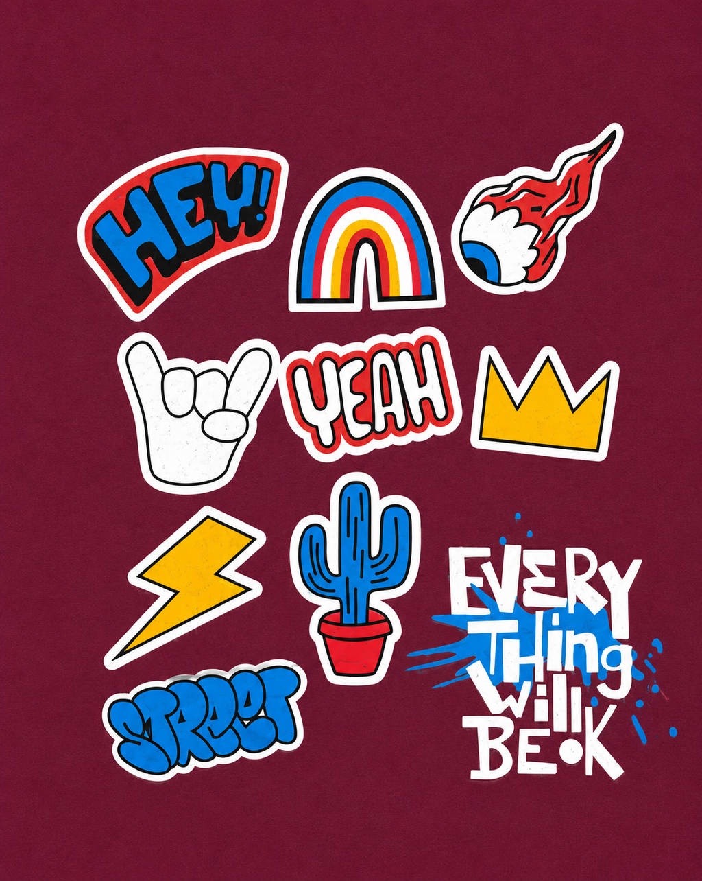 Tropical Beach Graphic T-Shirt – Maroon