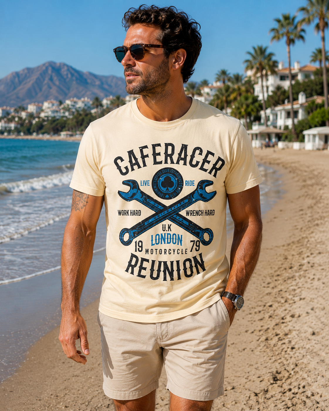 Caferacer Reunion Men's Graphic T-Shirt