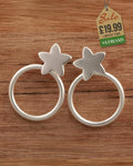 Sterling Silver Circle & Star Jacket Earrings
