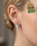 Sterling Silver Stars Hook Earrings Decorated with CZ Simulated Diamonds