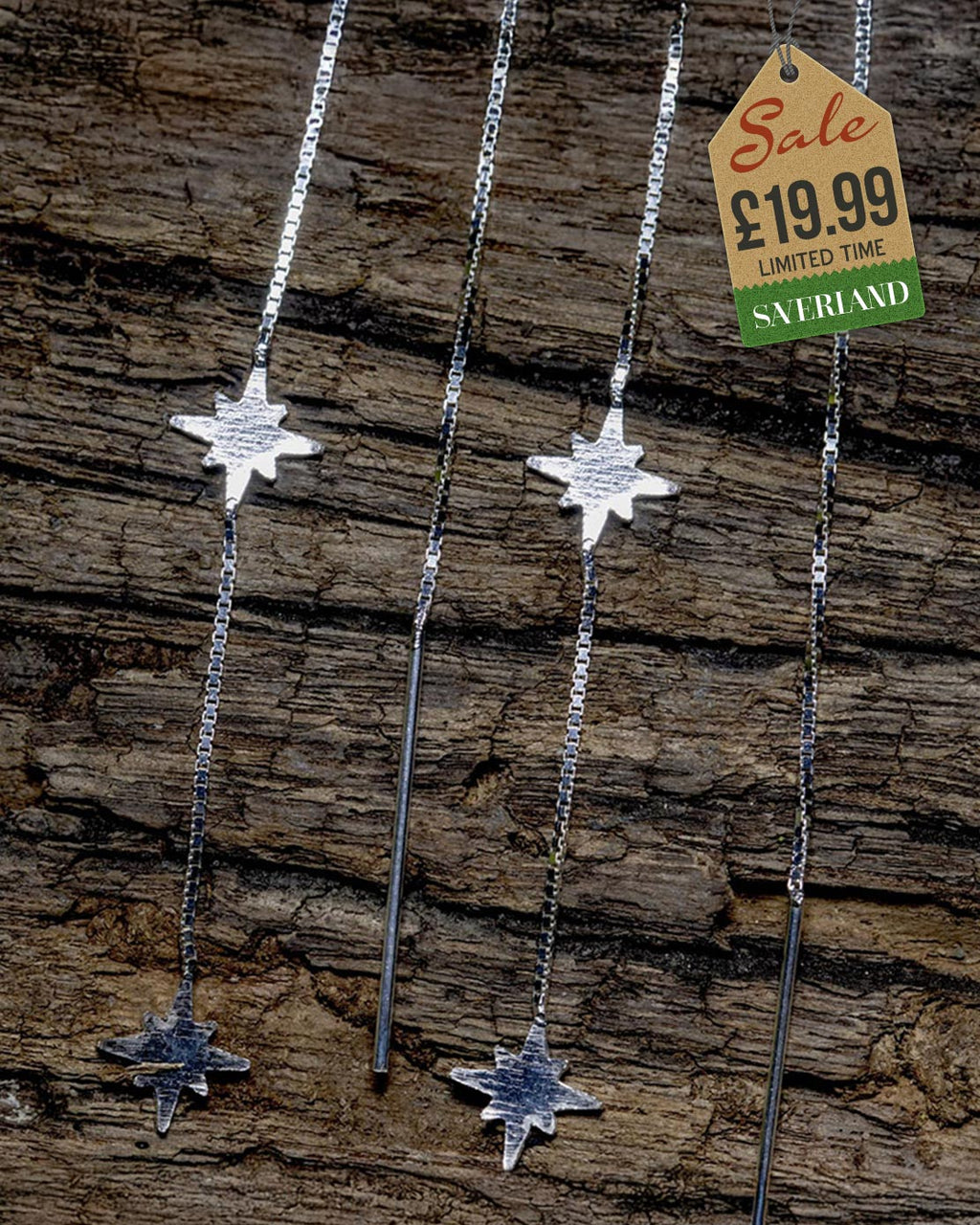 Sterling Silver Stars threader earrings