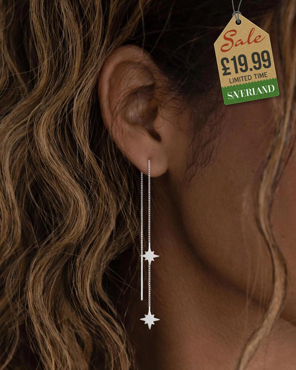 Sterling Silver Stars threader earrings