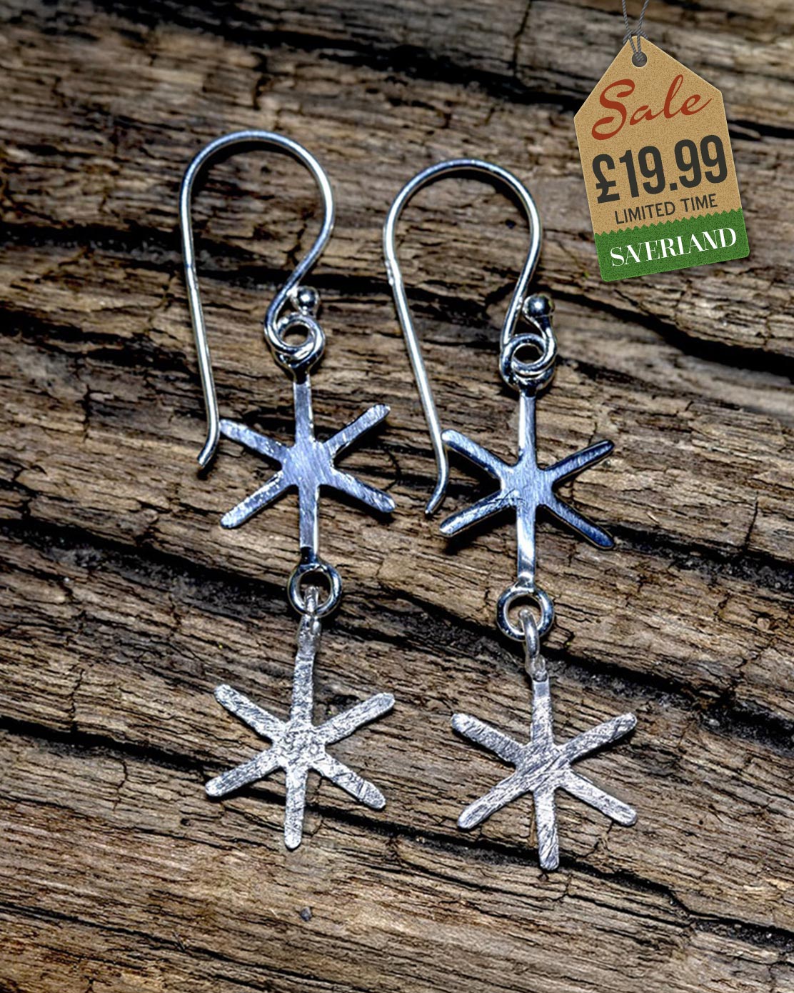 Sterling Silver Sea Star Hook Earrings