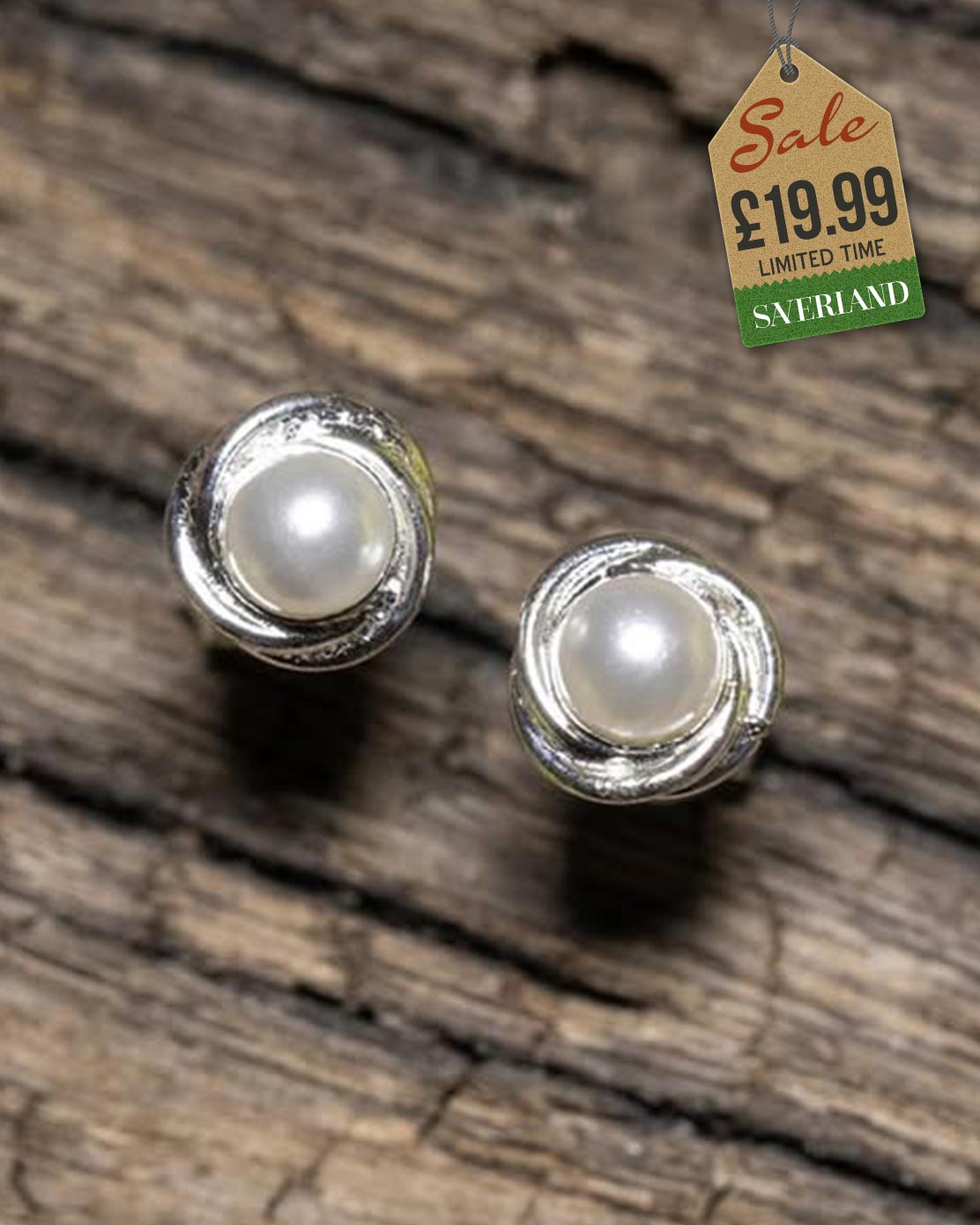 Sterling Silver Push-back Earrings Decorated with Simulated Pearls