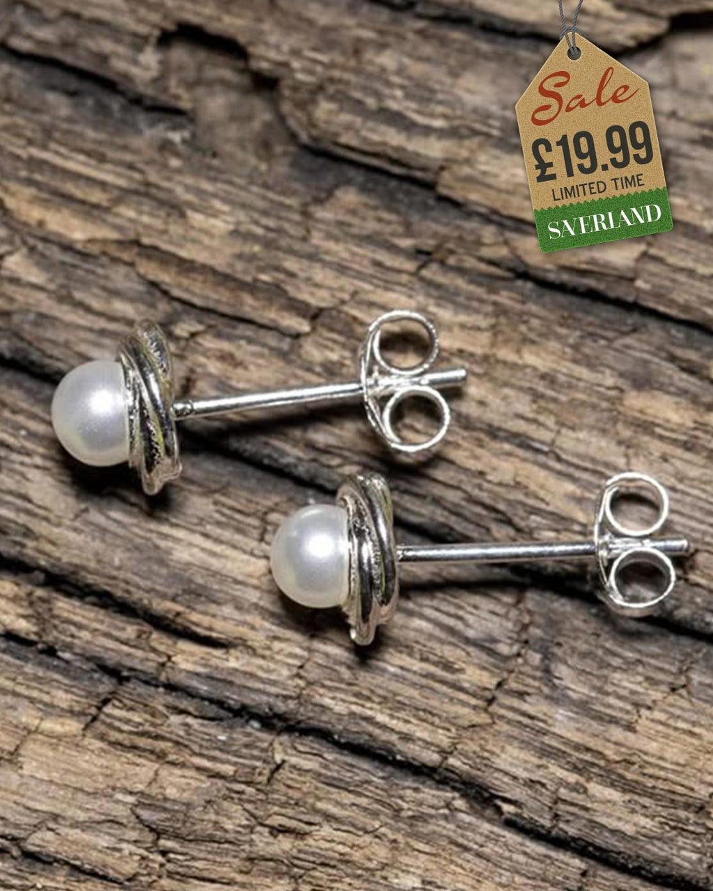 Sterling Silver Push-back Earrings Decorated with Simulated Pearls