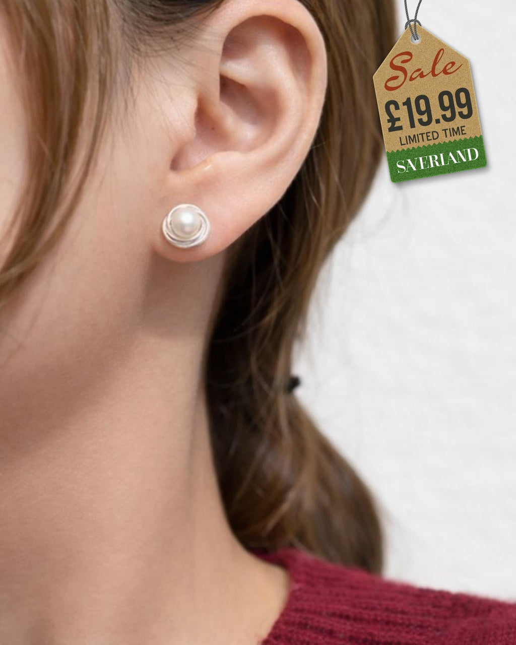 Sterling Silver Push-back Earrings Decorated with Simulated Pearls
