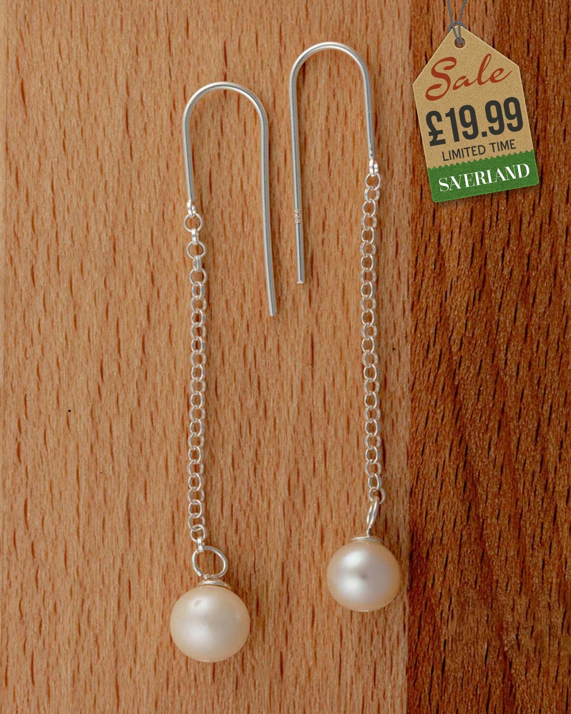 Sterling Silver Threader Earrings Decorated with Freshwater Pearls