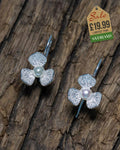 Sterling Silver Hook Earrings with Flower Petals Beaded with Freshwater Pearls