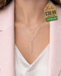 Sterling Silver Bar & Circle Layered Necklace