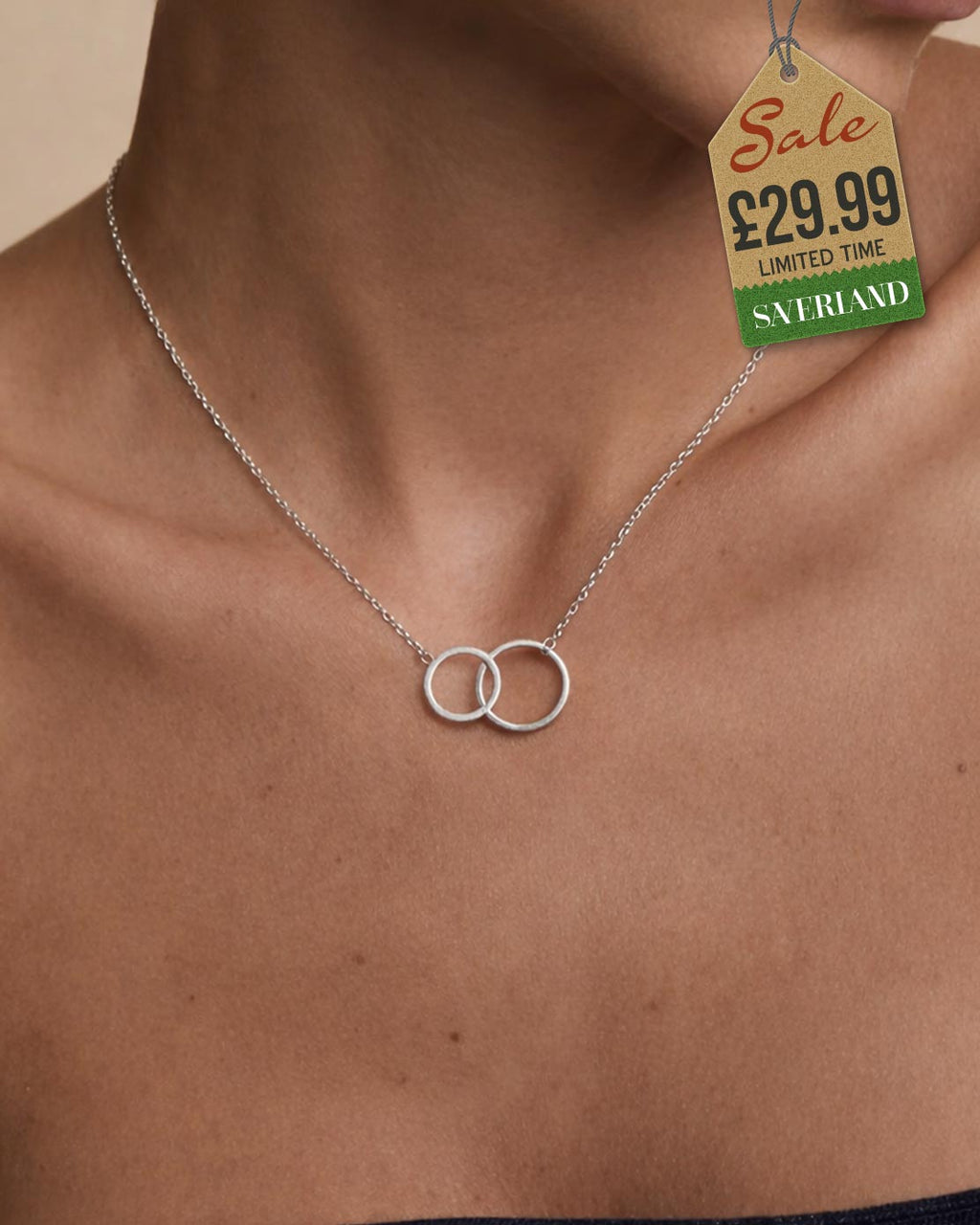 Sterling Silver Small & Large Circle Links Necklace
