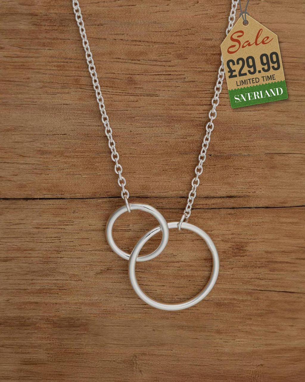 Sterling Silver Small & Large Circle Links Necklace