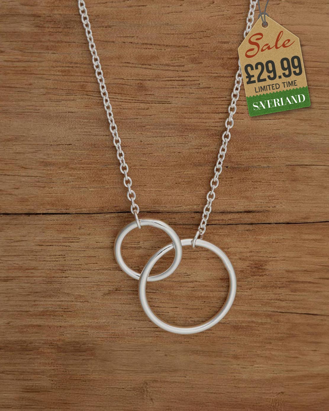 Sterling Silver Small & Large Circle Links Necklace