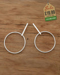 Sterling Silver Bar & Circle Push-back Earrings