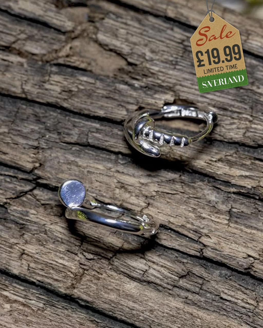 Sterling Silver Nail Hoop Earrings