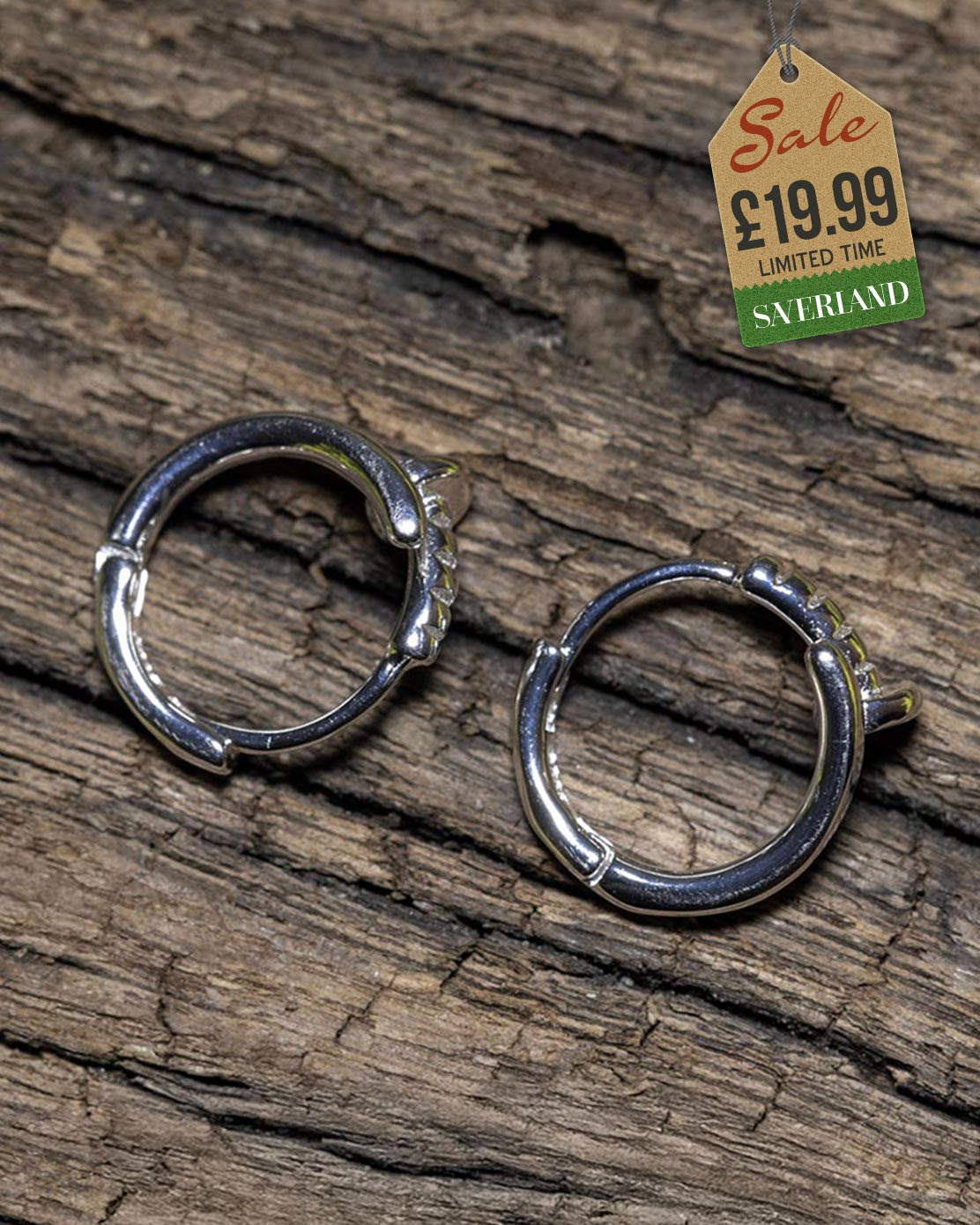 Sterling Silver Nail Hoop Earrings