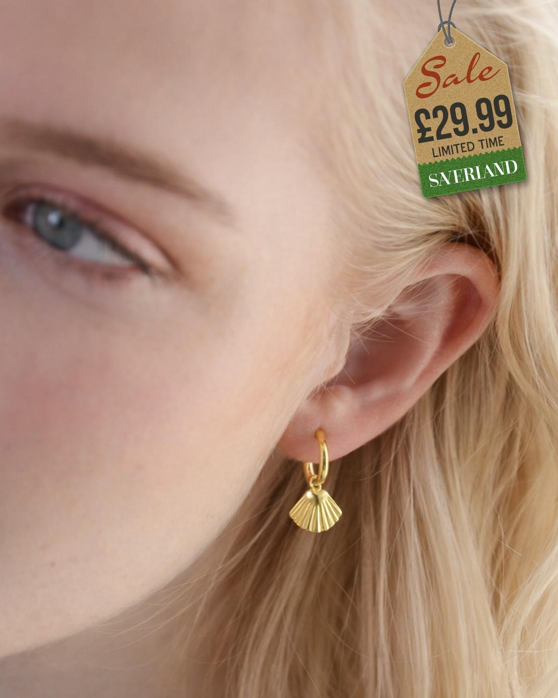 Sterling Silver Shell Hook Earrings Plated with 0.25 Micron 18K Yellow Gold