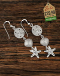 Sterling Silver Seashell Hook Earrings Ear Wires Flat French with Bead
