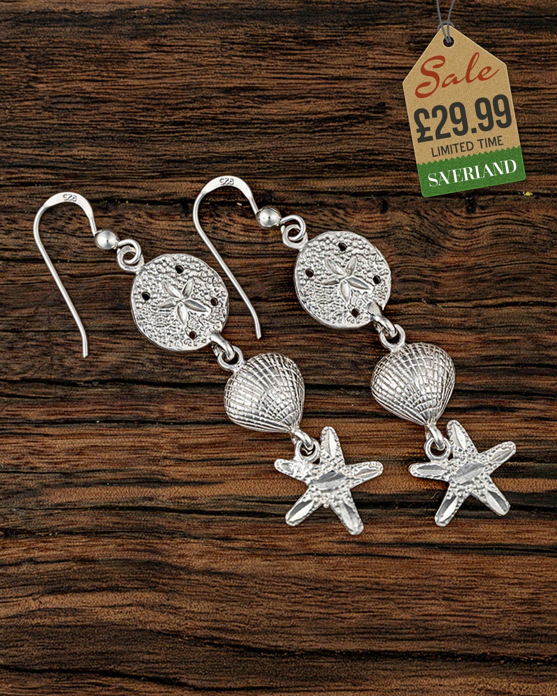 Sterling Silver Seashell Hook Earrings Ear Wires Flat French with Bead