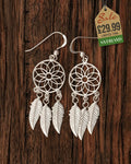 Sterling Silver Dream Catcher Hook Earrings Ear Wires Flat French with Bead