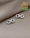Sterling Silver Infinity Push-back Earrings Decorated with CZ Simulated Diamonds