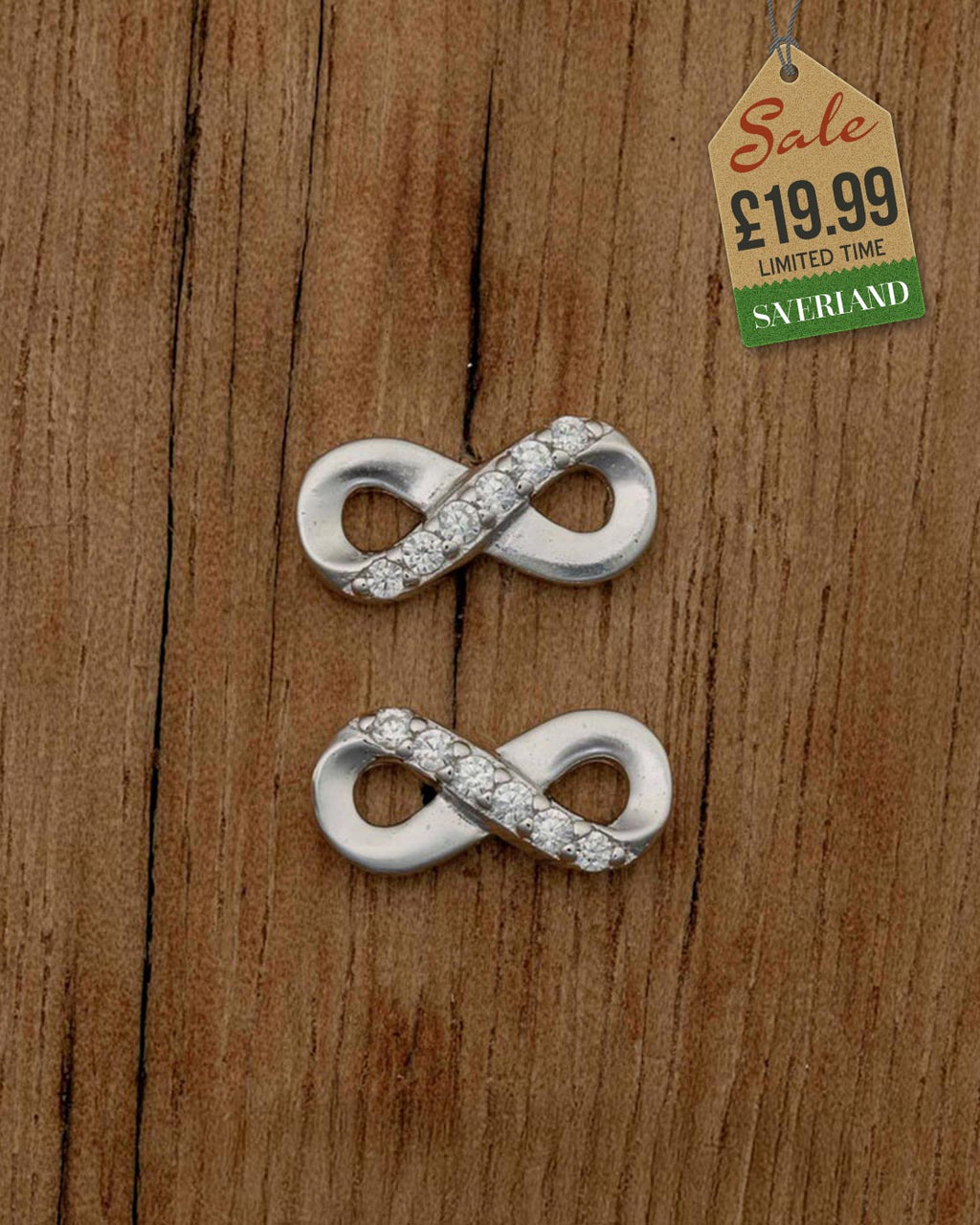 Sterling Silver Infinity Push-back Earrings Decorated with CZ Simulated Diamonds