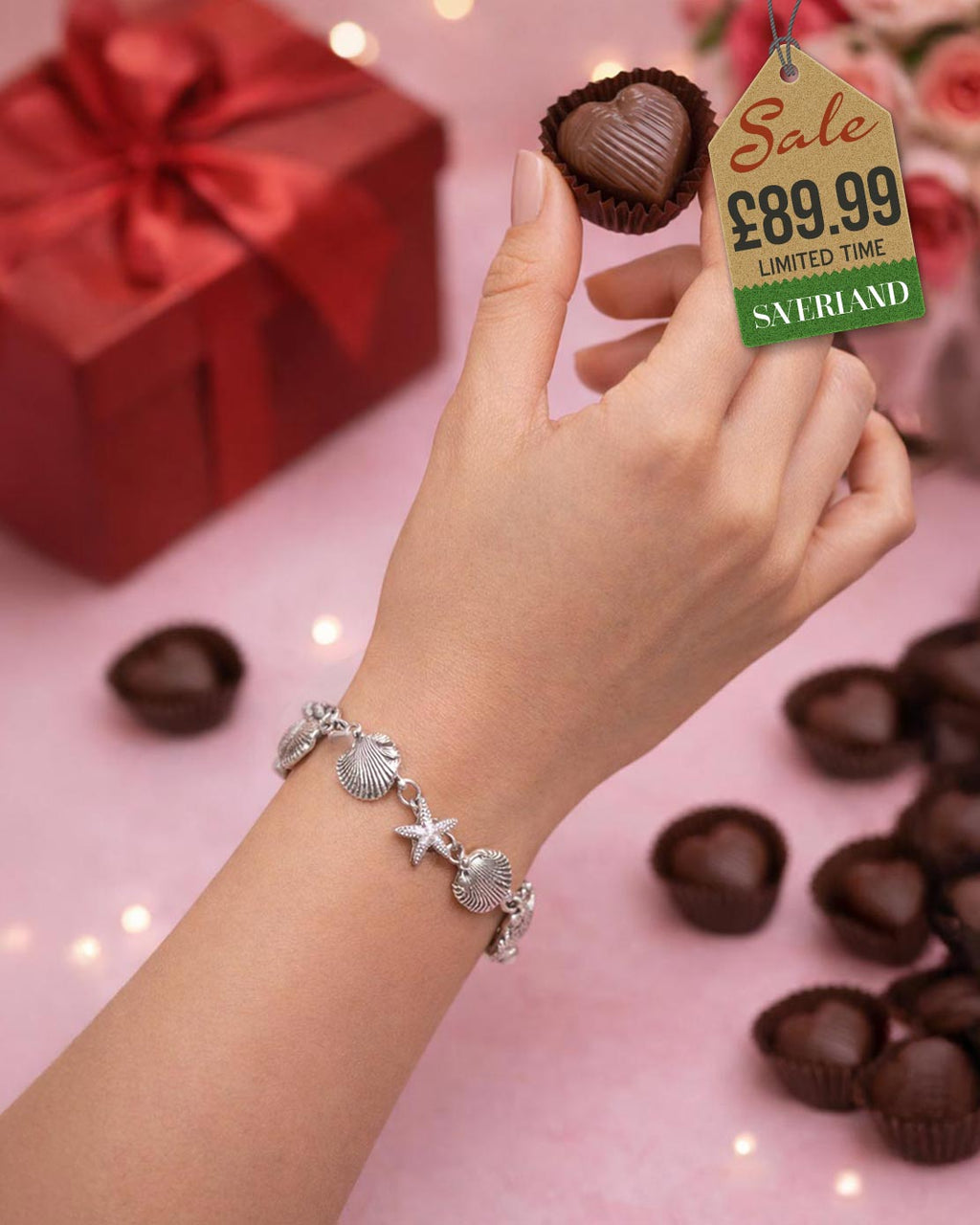 Sterling Silver Shell & Starfish Bracelet