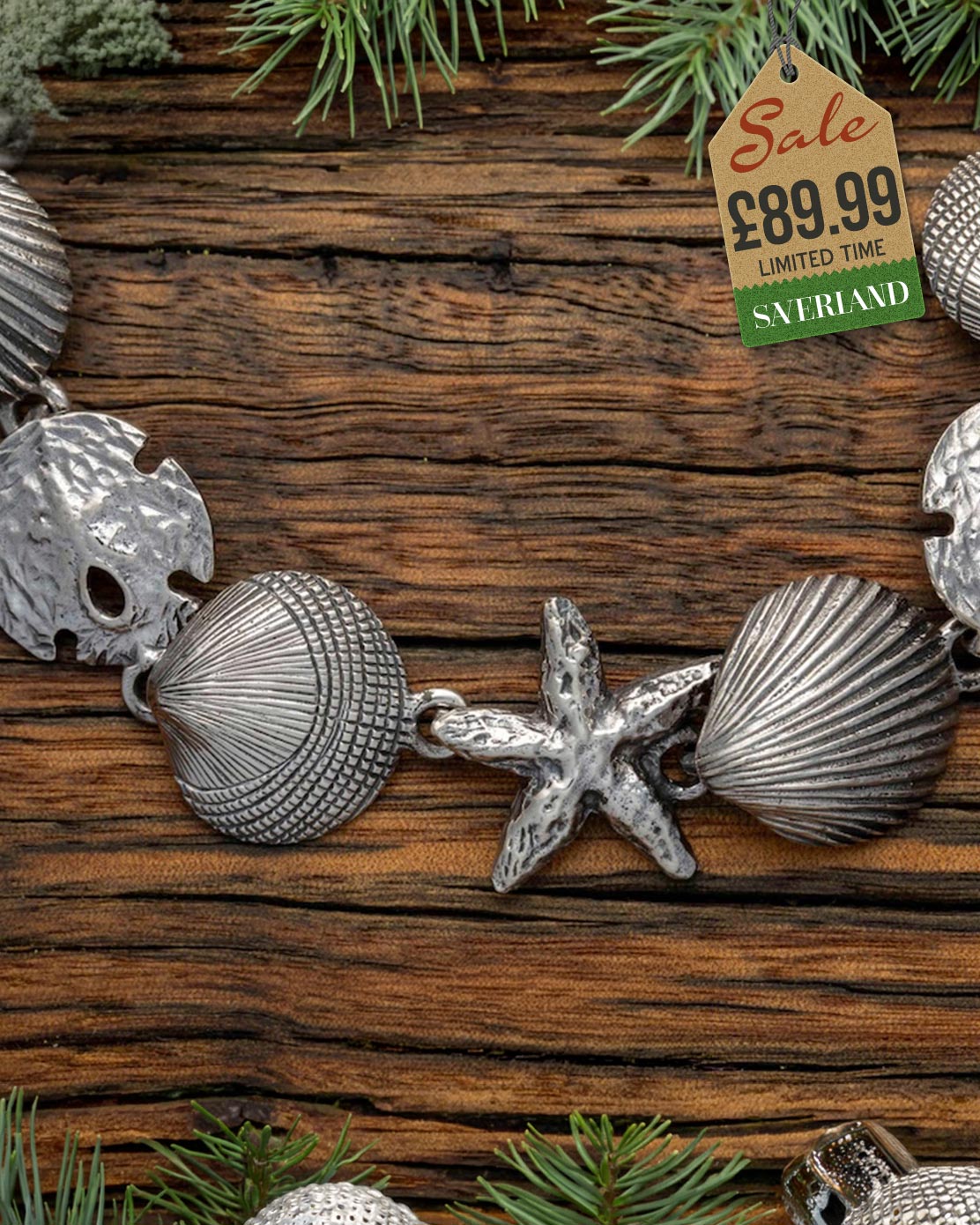 Sterling Silver Shell & Starfish Bracelet