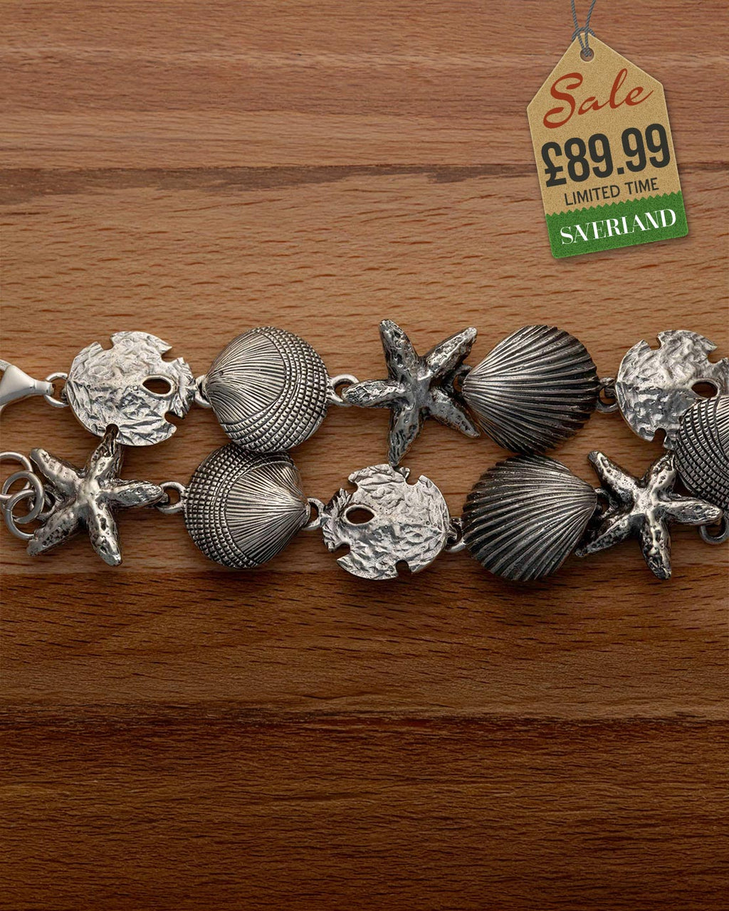 Sterling Silver Shell & Starfish Bracelet