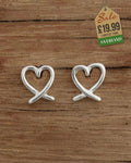Sterling Silver Another Lovers Heart Push-back Earrings