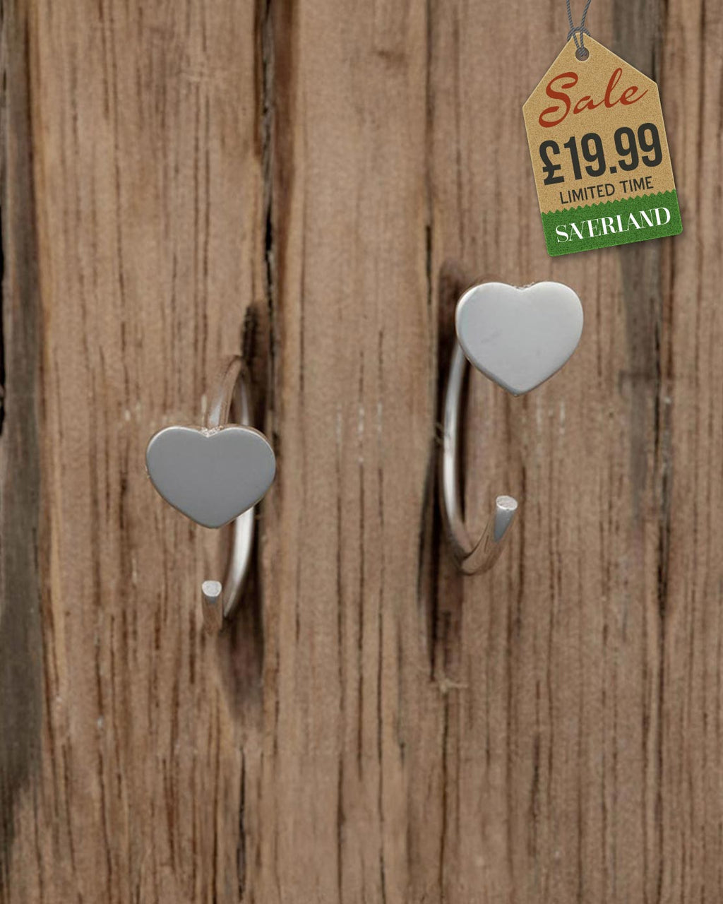Sterling Silver Lovers Heart Hook Earrings