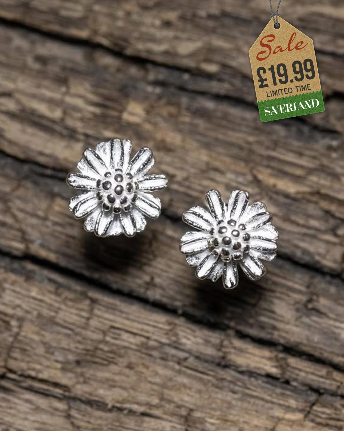 Sterling Silver Daisy Flower Push-back Earrings