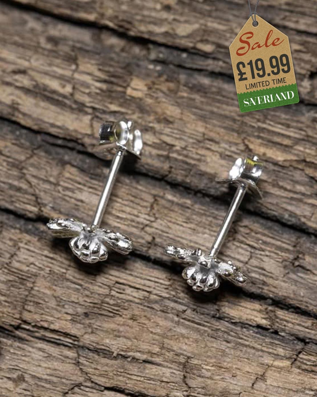 Sterling Silver Daisy Flower Push-back Earrings