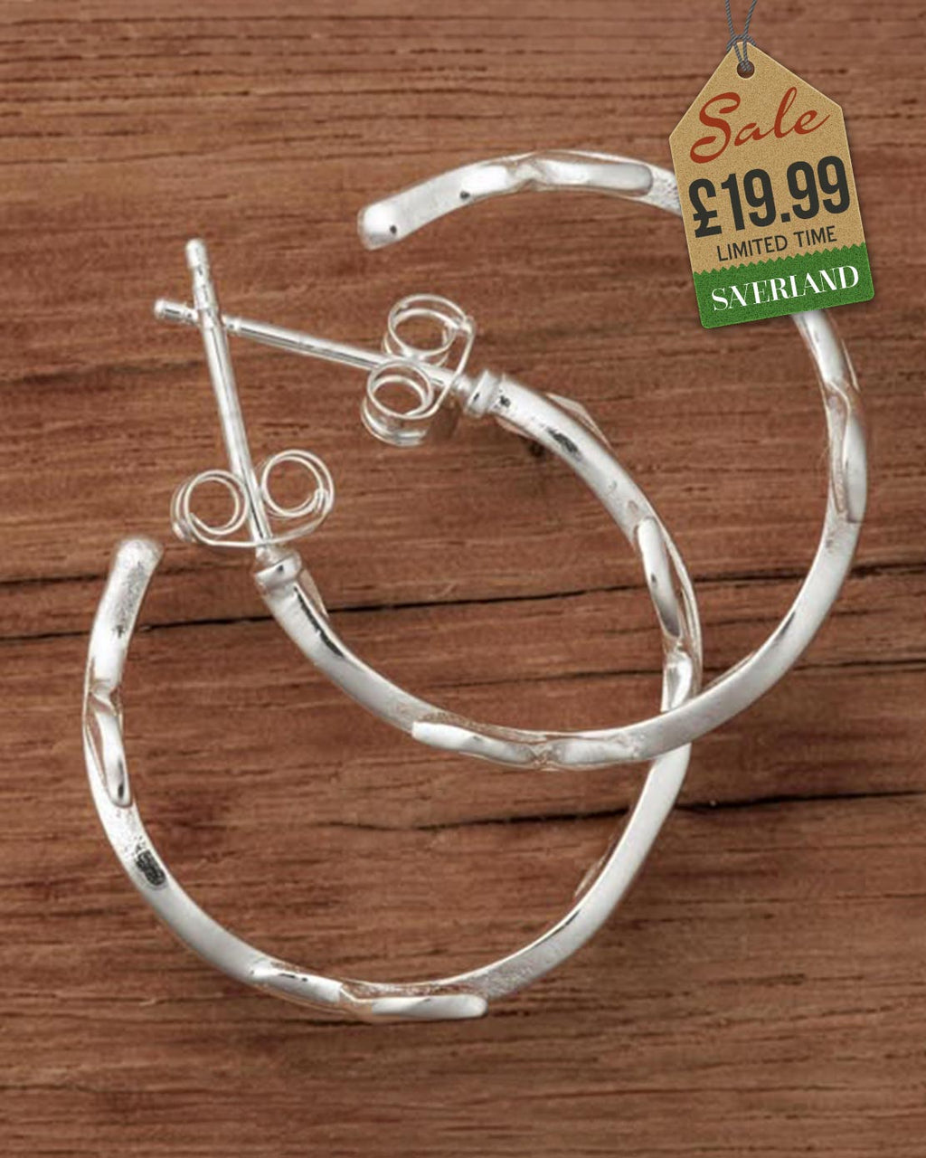 Sterling Silver Round Leaf Push-Back Leaf Earrings