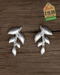 Sterling Silver Small Olive Leaf Push-back Earrings