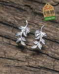Sterling Silver Big Leaf Push-back Earrings